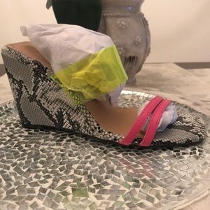 Neon animal print sandals